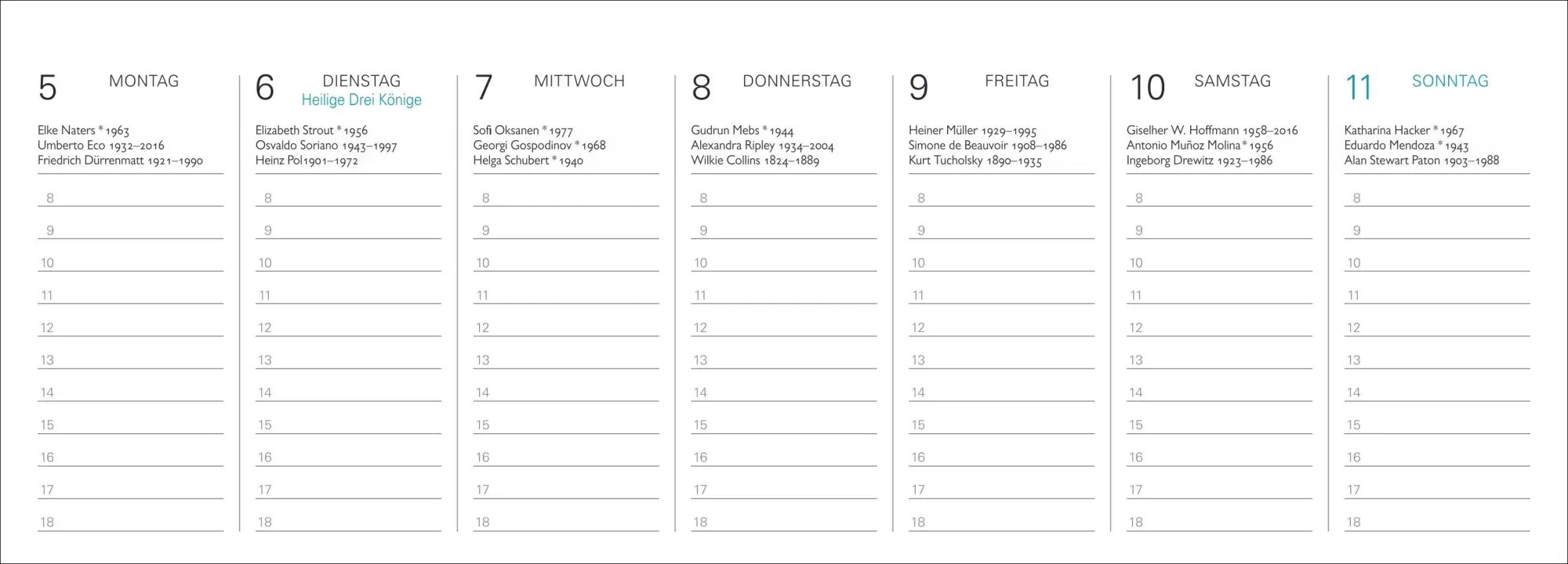 Bild: 9783840041136 | Der literarische Tischplaner 2026 - Wochenkalender mit Zitaten und...