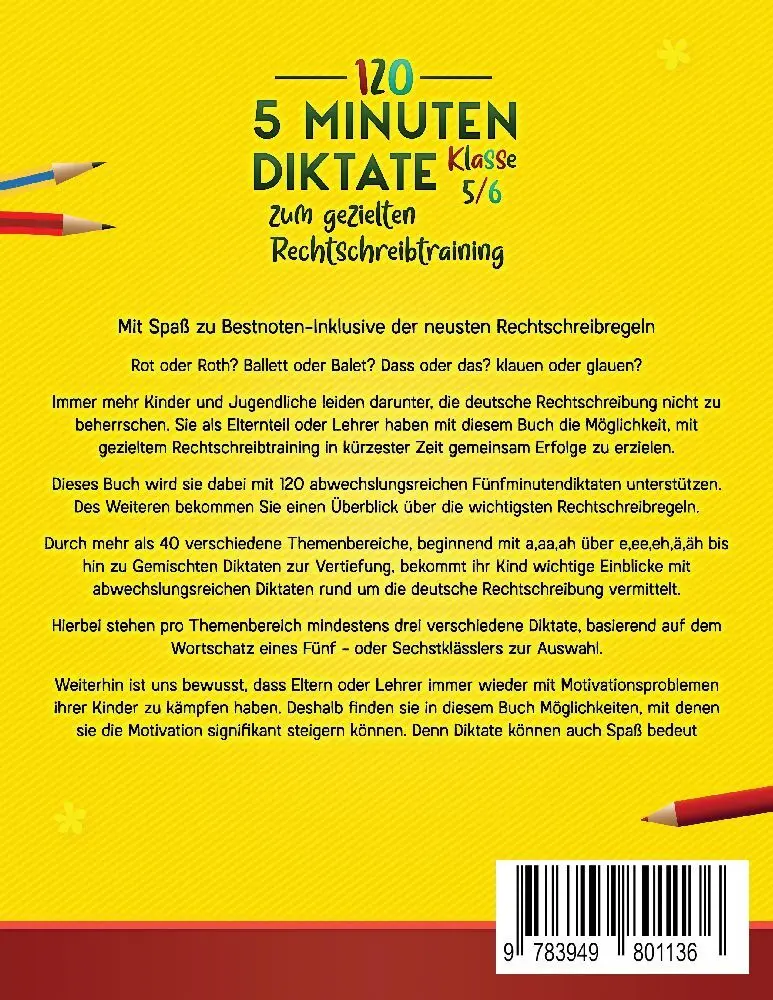 Bild: 9783949801136 | 120 5 Minuten Diktate Klasse 5/6 zum gezielten Rechtschreibtraining