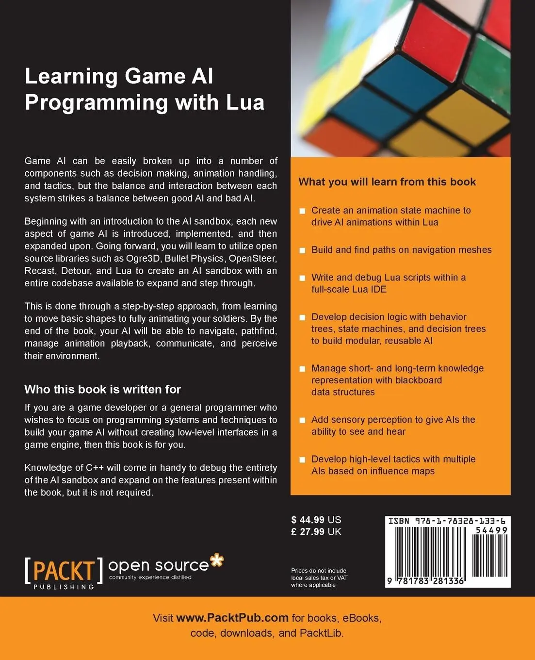 Rückseite: 9781783281336 | Learning Game AI Programming with Lua | David Young | Taschenbuch