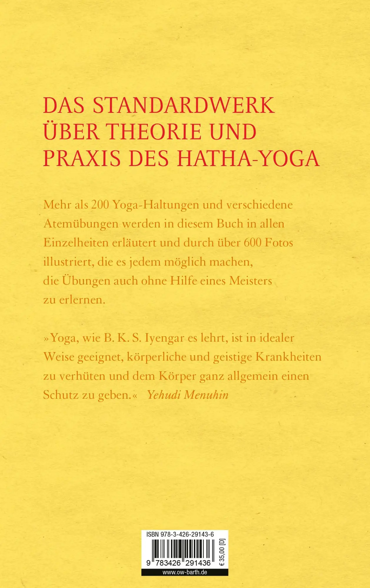 Rückseite: 9783426291436 | Licht auf Yoga | Das gundlegende Lehrbuch des Hatha-Yoga | Iyengar