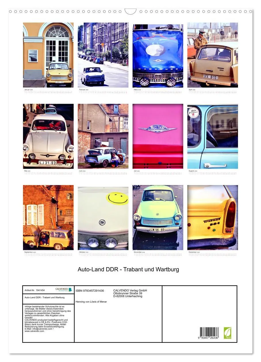 Bild: 9783457291436 | Auto-Land DDR - Trabant und Wartburg (Wandkalender 2026 DIN A2...