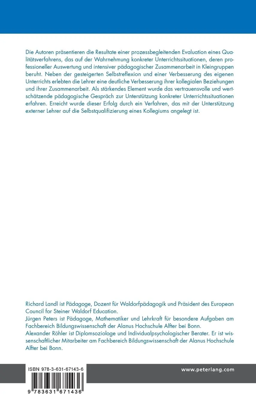Rückseite: 9783631671436 | Qualitätsentwicklung an Waldorfschulen | Richard Landl (u. a.) | Buch