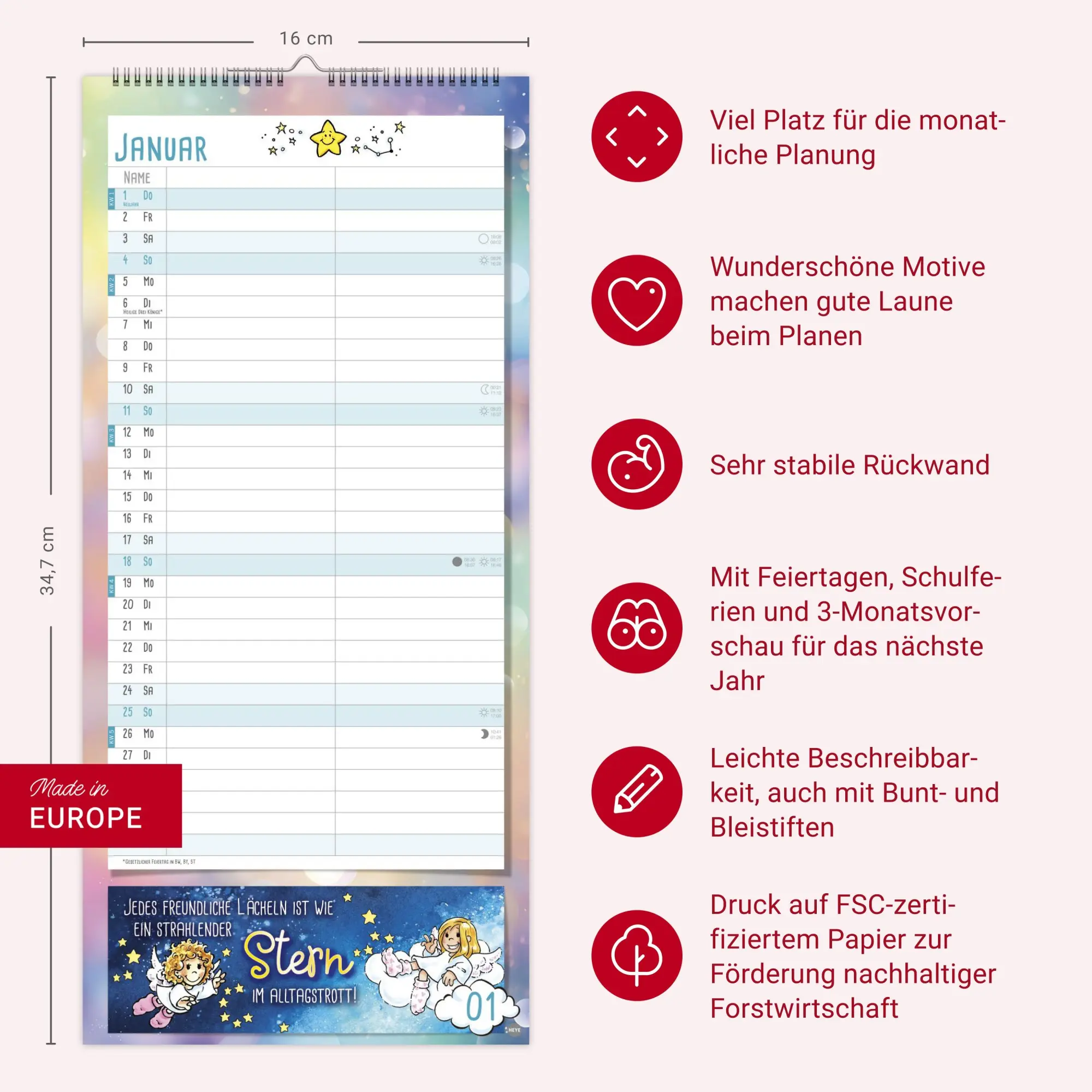 Bild: 9783756411436 | Schutzengel Planer für zwei 2026 | Heye | Kalender | Spiralbindung