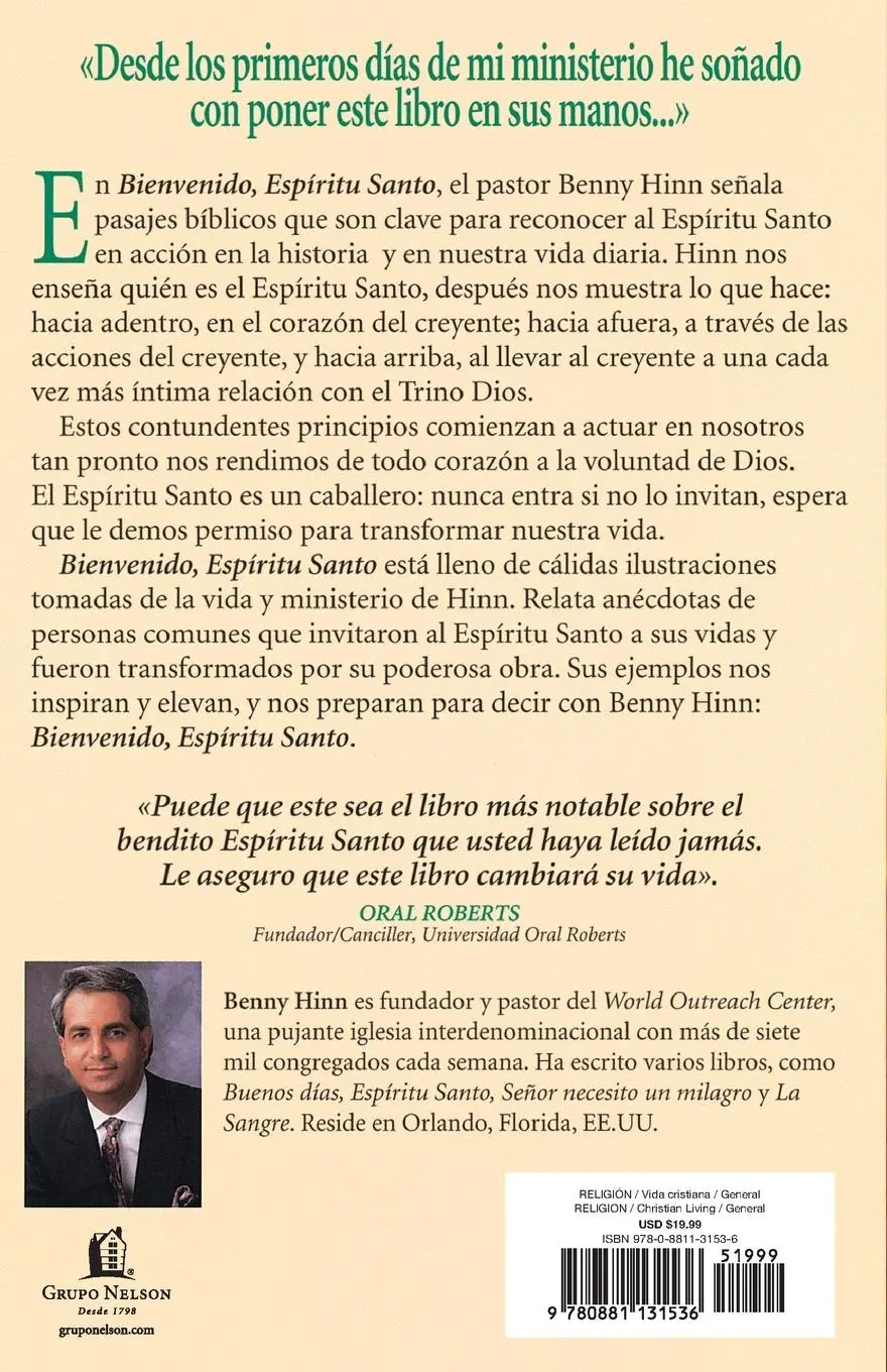 Rückseite: 9780881131536 | Bienvenido, Espiritu Santo | Benny Hinn | Taschenbuch | Paperback