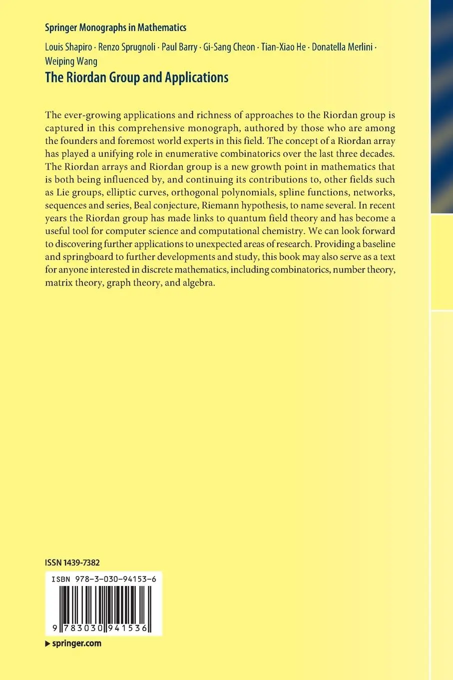 Rückseite: 9783030941536 | The Riordan Group and Applications | Louis Shapiro (u. a.) | Buch