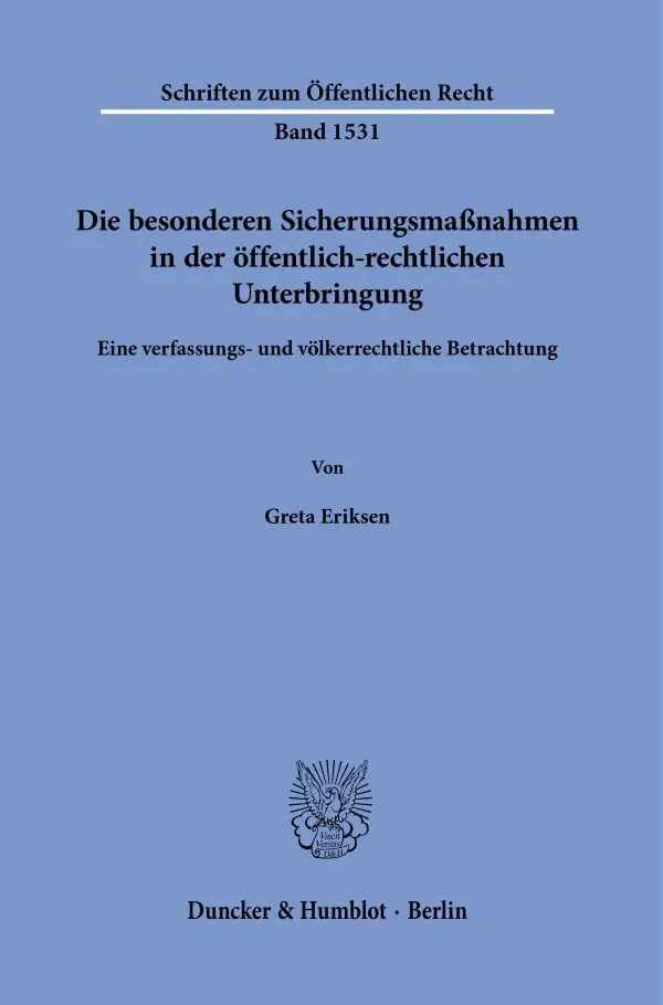 Cover: 9783428191536 | Die besonderen Sicherungsmaßnahmen in der öffentlich-rechtlichen...