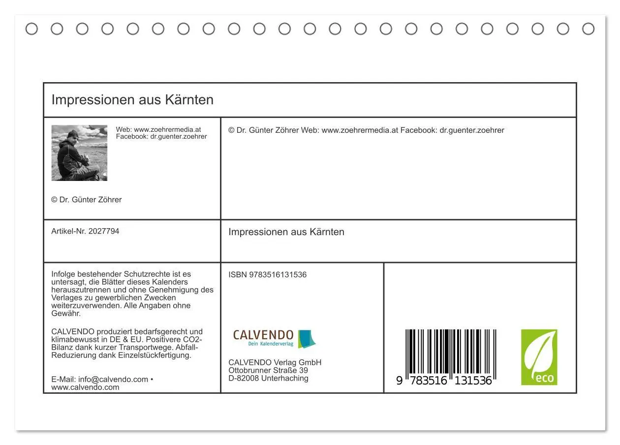 Bild: 9783516131536 | Impressionen aus Kärnten (Tischkalender 2026 DIN A5 quer), CALVENDO...