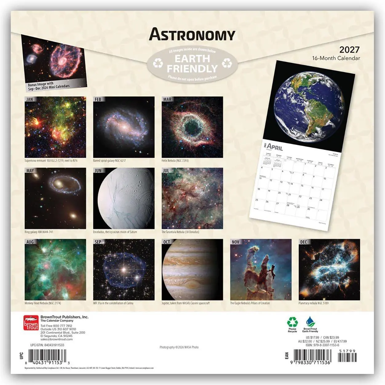 Rückseite: 9798330711536 | Astronomy - Astronomie 2027 - 16-Monatskalender | Publishers | 28 S.