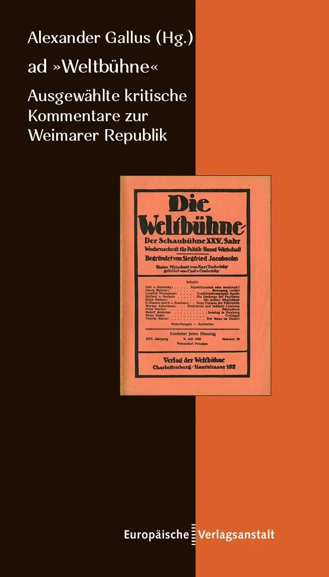 Cover: 9783863931636 | ad "Weltbühne" | Alexander Gallus | Taschenbuch | 213 S. | Deutsch