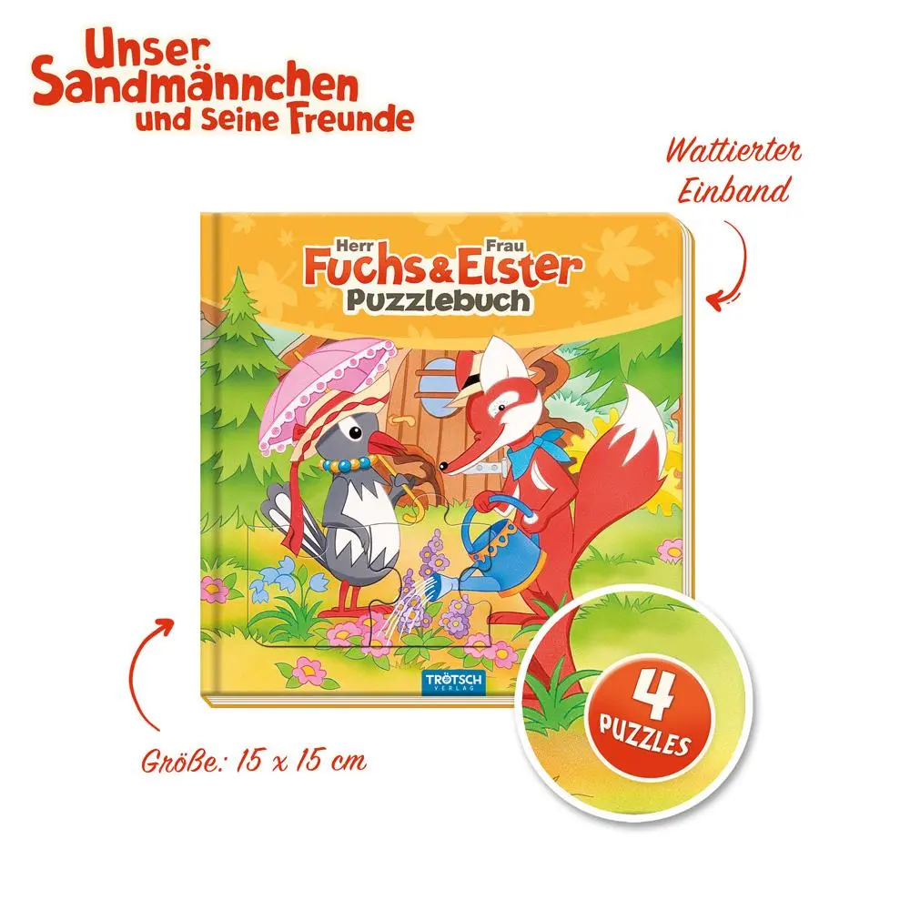 Bild: 9783965521636 | Trötsch Unser Sandmännchen Puzzlebuch mit 4 Puzzle Fuchs und Elster