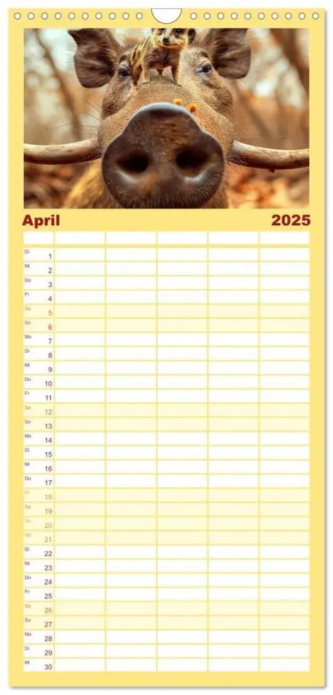 Bild: 9783457191736 | Familienplaner 2025 - Tier Selfies mit 5 Spalten (Wandkalender, 21...