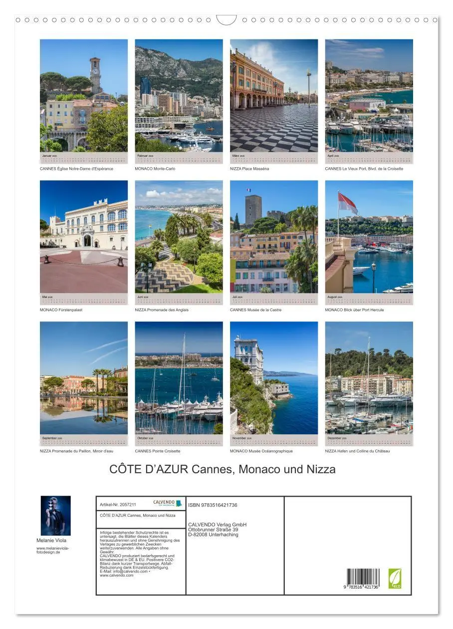 Bild: 9783516421736 | CÔTE D'AZUR Cannes, Monaco und Nizza (Wandkalender 2026 DIN A2...