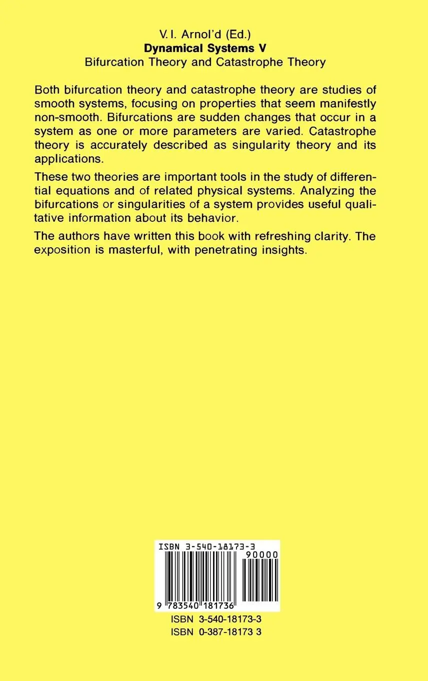 Rückseite: 9783540181736 | Dynamical Systems V | Bifurcation Theory and Catastrophe Theory | Buch