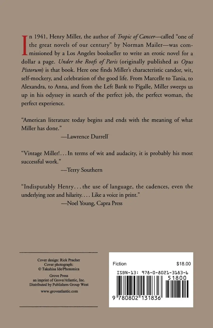 Rückseite: 9780802131836 | Under the Roofs of Paris | Henry Miller | Taschenbuch | Englisch
