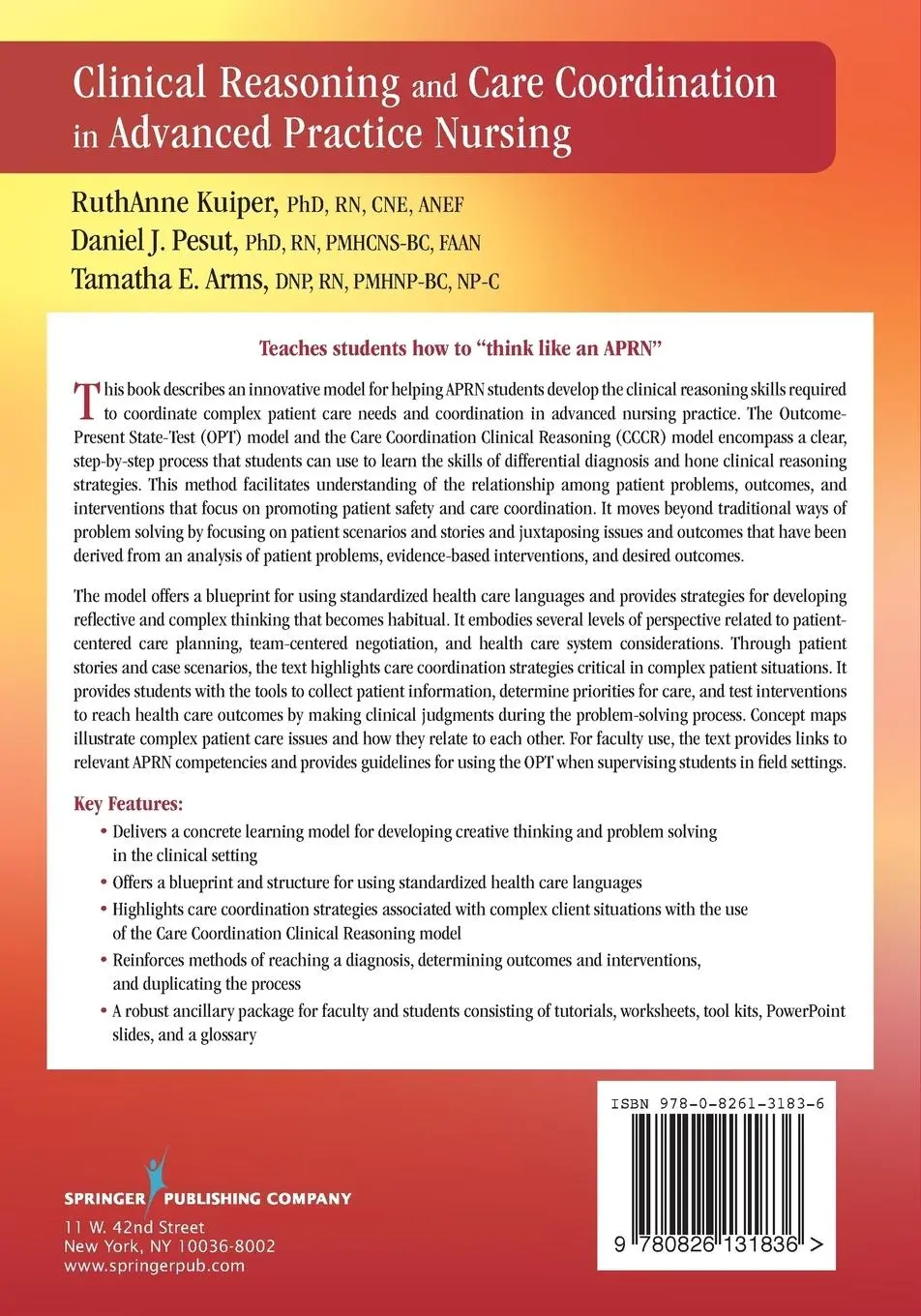 Rückseite: 9780826131836 | Clinical Reasoning and Care Coordination in Advanced Practice Nursing