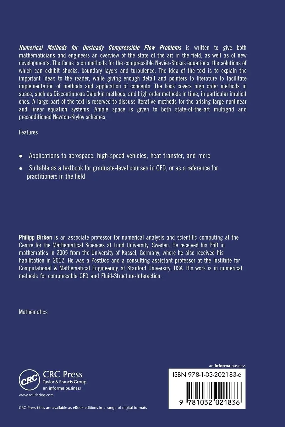 Rückseite: 9781032021836 | Numerical Methods for Unsteady Compressible Flow Problems | Birken