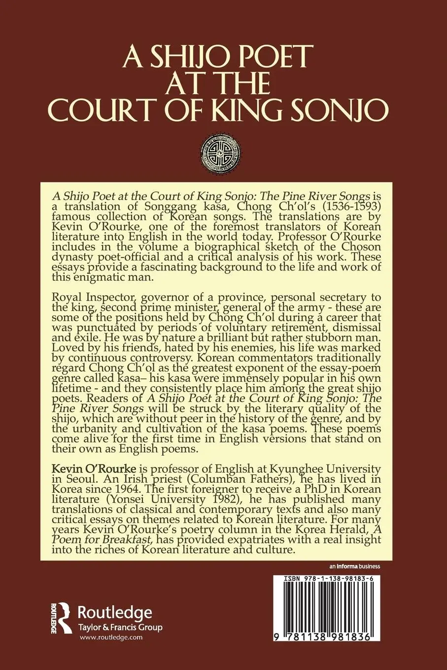 Rückseite: 9781138981836 | Shijo Poet At The Court | O'Rourke | Taschenbuch | Englisch | 2016