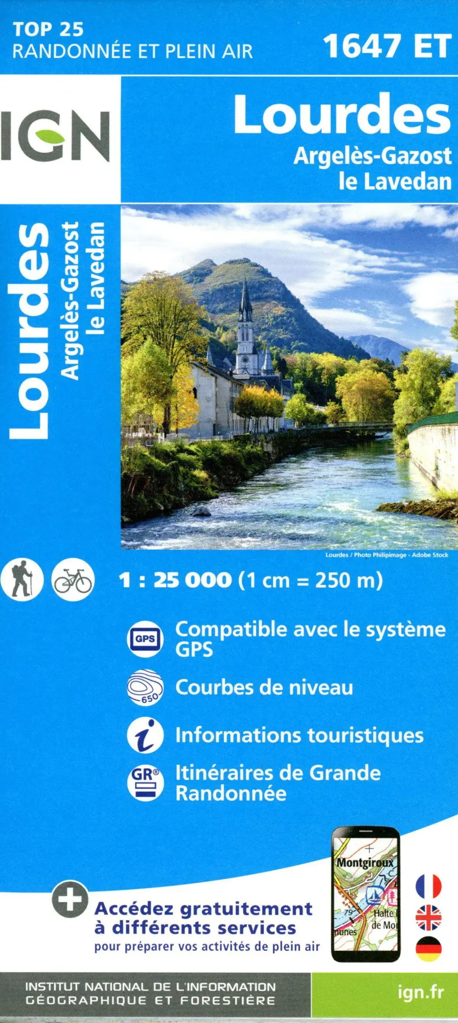Cover: 9782758551836 | Lourdes 1:25 000 | (Land-)Karte | IGN Topographische Wanderkarten