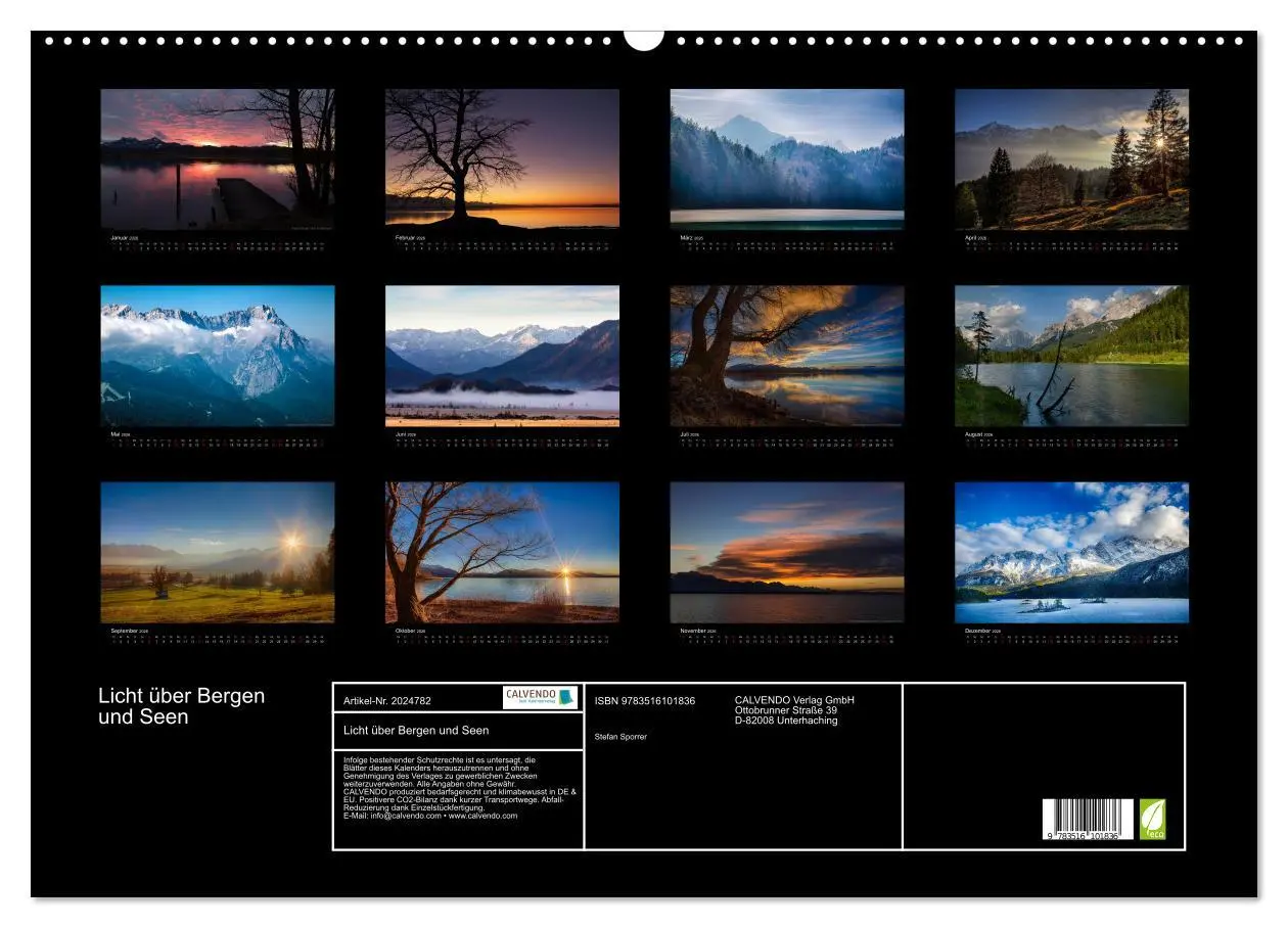 Bild: 9783516101836 | Licht über Bergen und Seen (Wandkalender 2026 DIN A2 quer),...