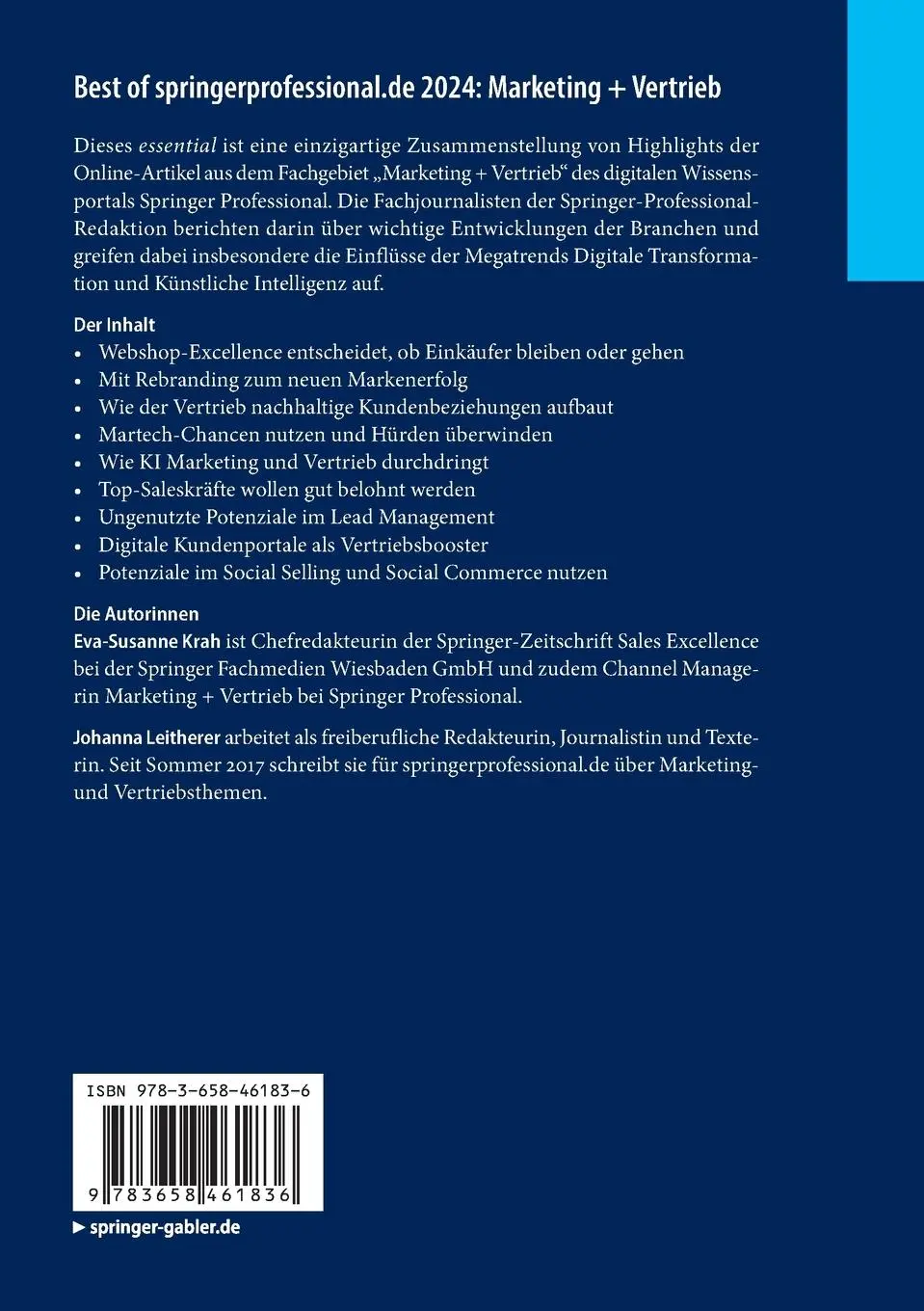 Rückseite: 9783658461836 | Best of springerprofessional.de 2024: Marketing + Vertrieb | Buch | xi