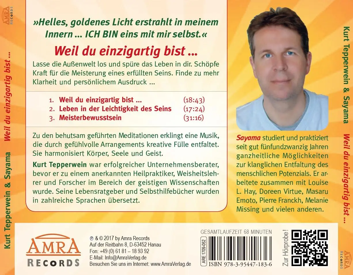 Rückseite: 9783954471836 | Weil du einzigartig bist ... | Kurt Tepperwein (u. a.) | Audio-CD