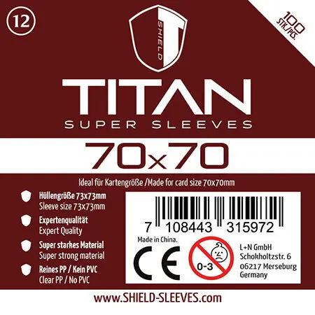 Shield Titan 12 - 100 Super Sleeves für Kartengröße 70 x 70 mm