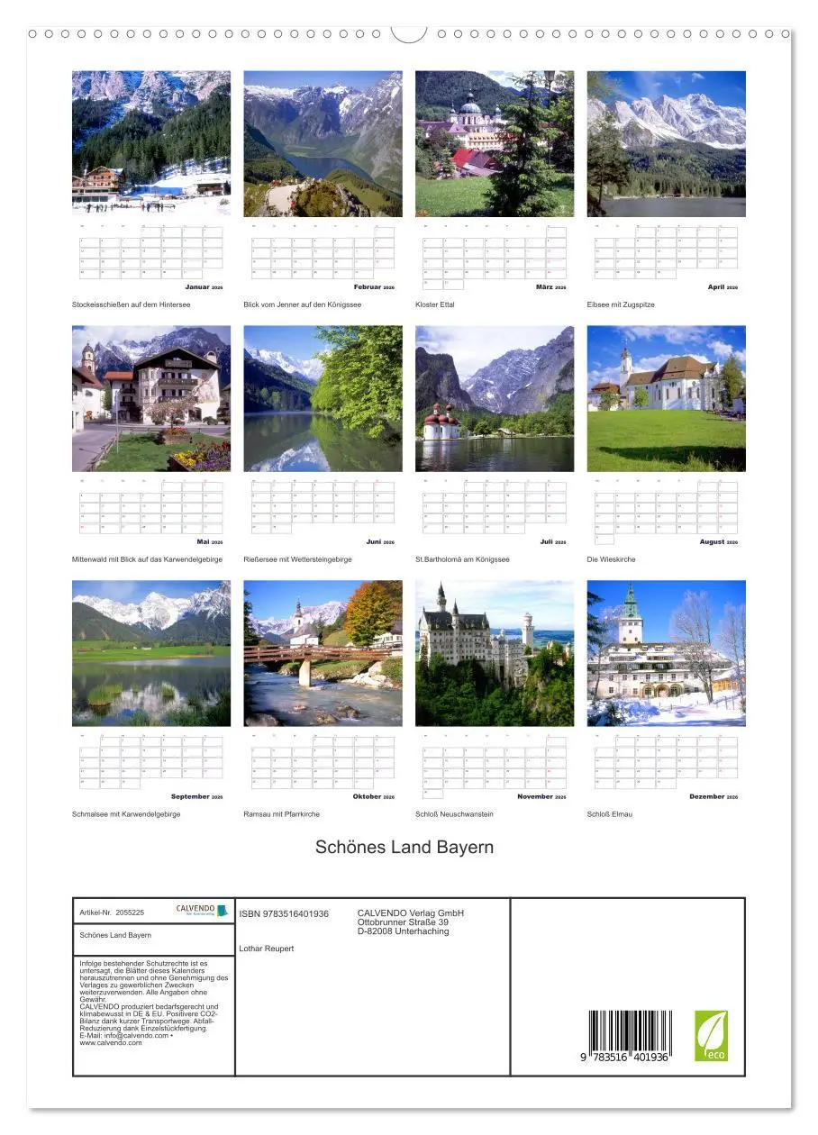 Bild: 9783516401936 | Schönes Land Bayern (hochwertiger Premium Wandkalender 2026 DIN A2...