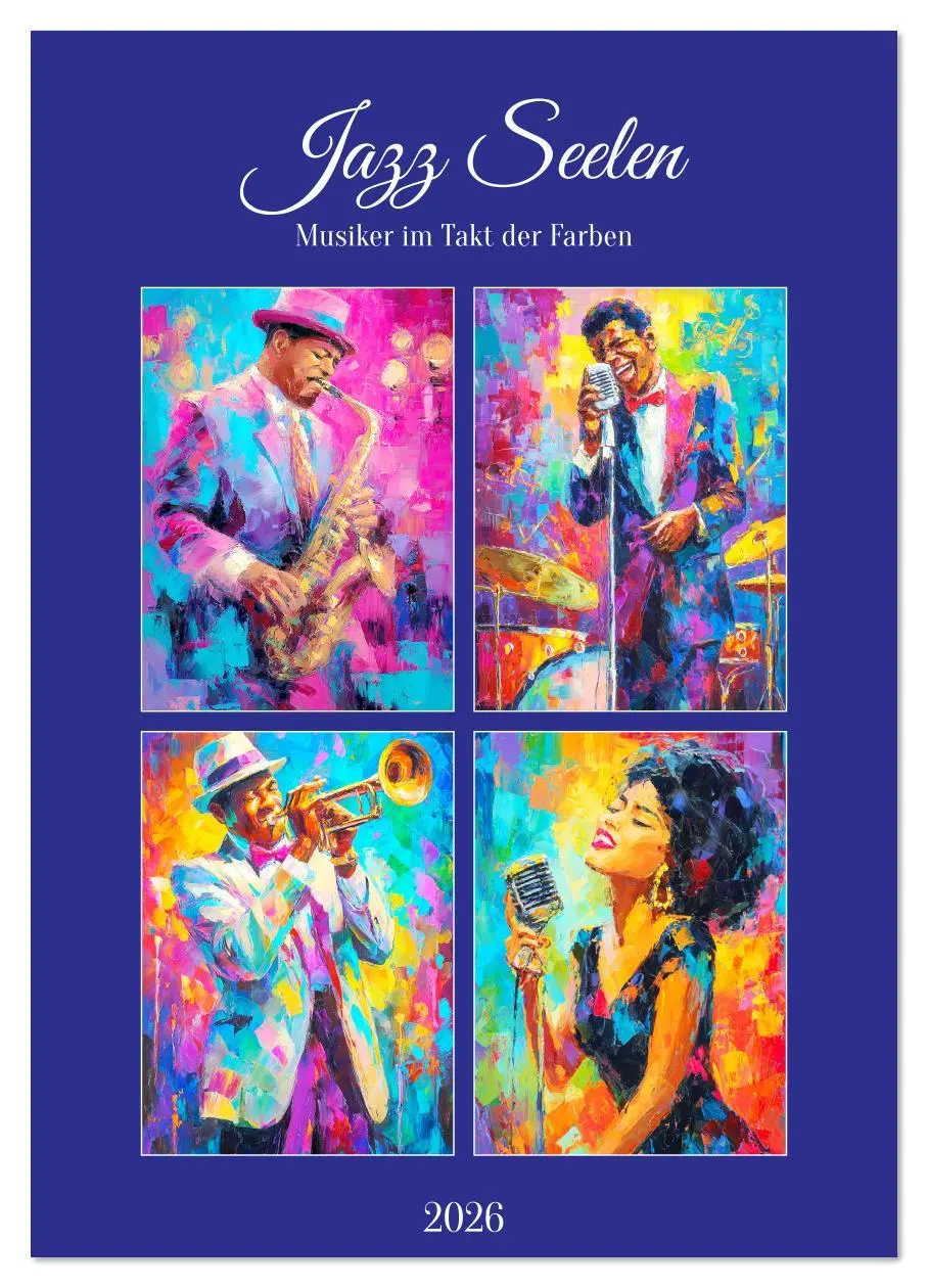 Cover: 9783516641936 | Jazz Seelen. Musiker im Takt der Farben (Wandkalender 2026 DIN A2...