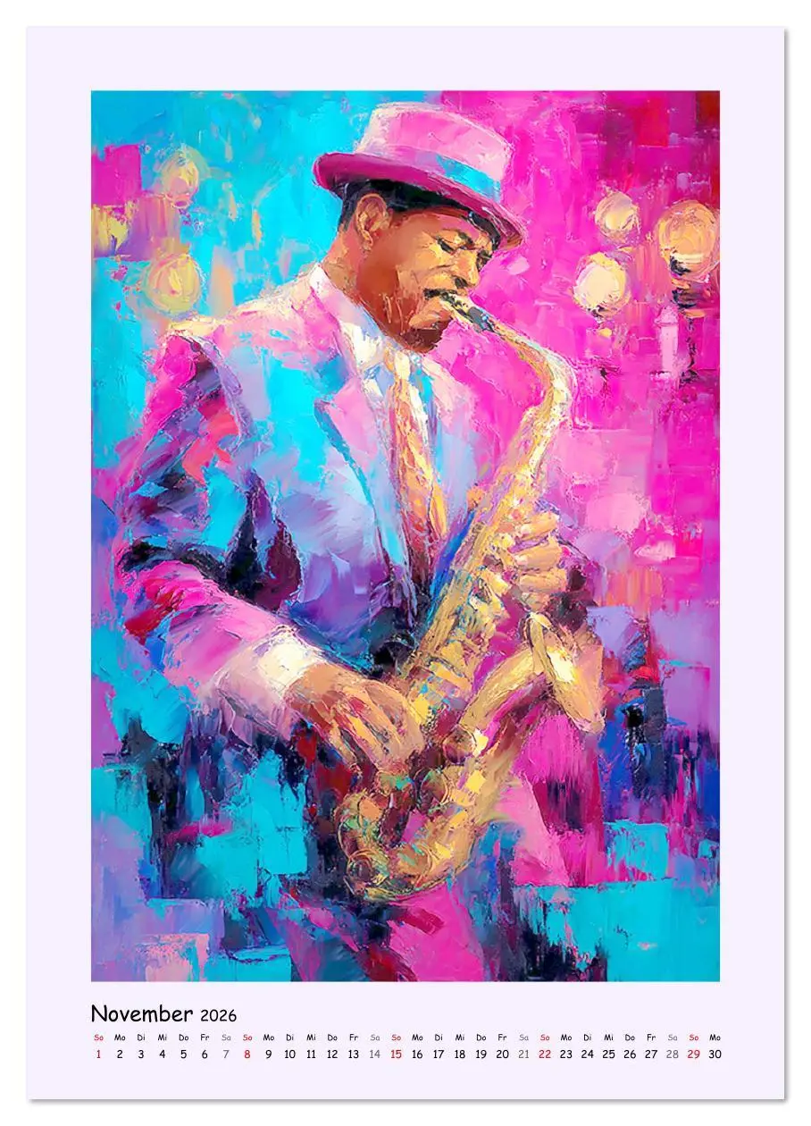 Bild: 9783516641936 | Jazz Seelen. Musiker im Takt der Farben (Wandkalender 2026 DIN A2...