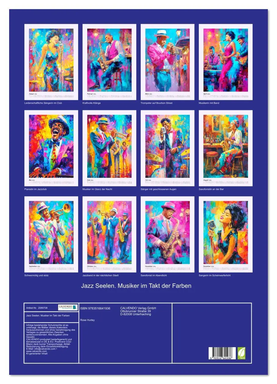 Bild: 9783516641936 | Jazz Seelen. Musiker im Takt der Farben (Wandkalender 2026 DIN A2...