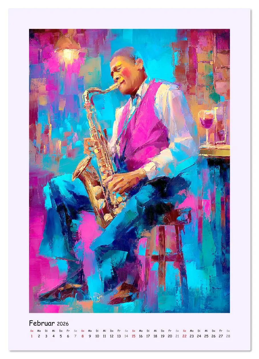 Bild: 9783516641936 | Jazz Seelen. Musiker im Takt der Farben (Wandkalender 2026 DIN A2...