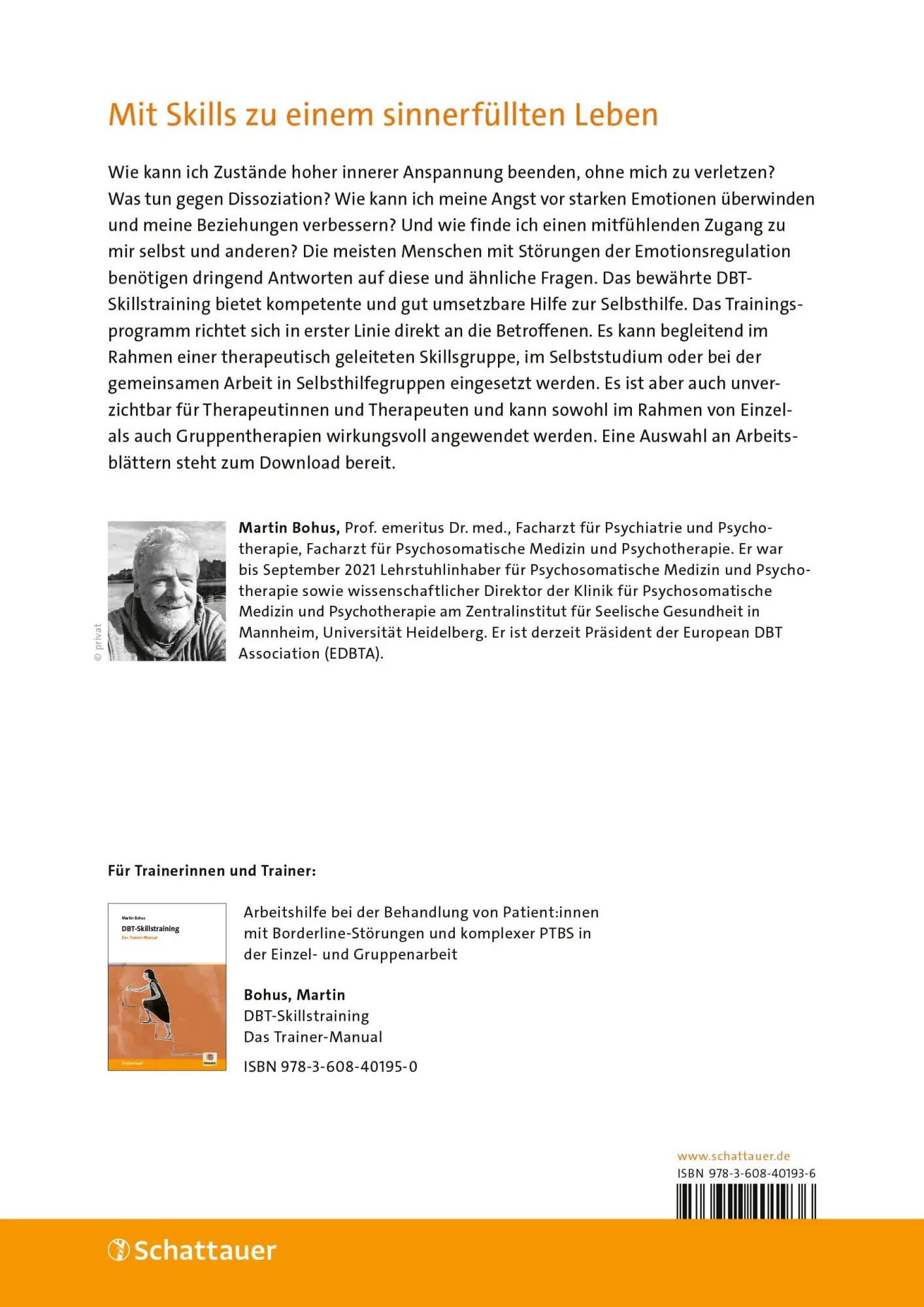 Rückseite: 9783608401936 | DBT-Skillstraining | Das Patienten-Manual | Martin Bohus | Taschenbuch
