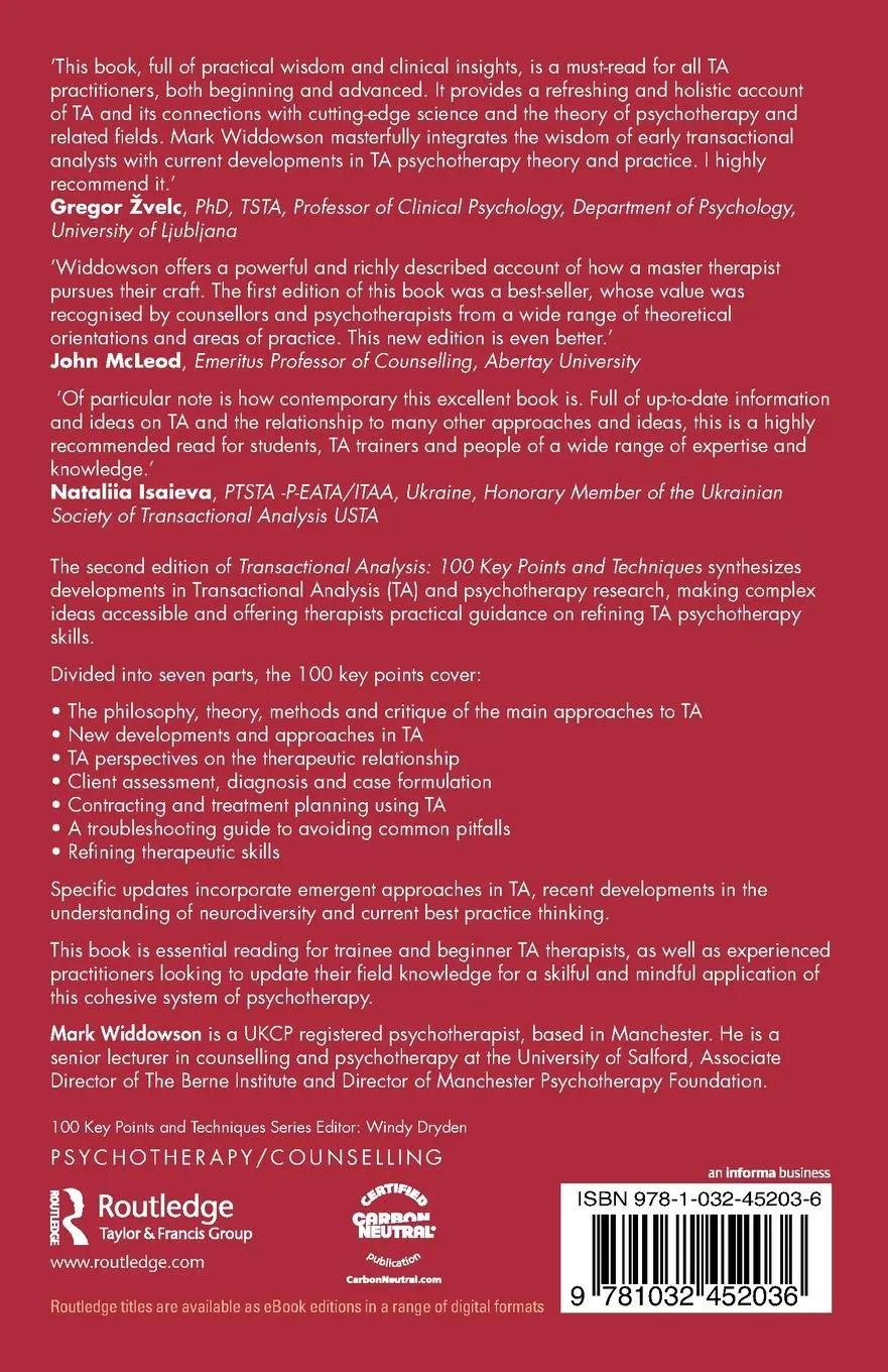 Rückseite: 9781032452036 | Transactional Analysis | 100 Key Points and Techniques | Widdowson