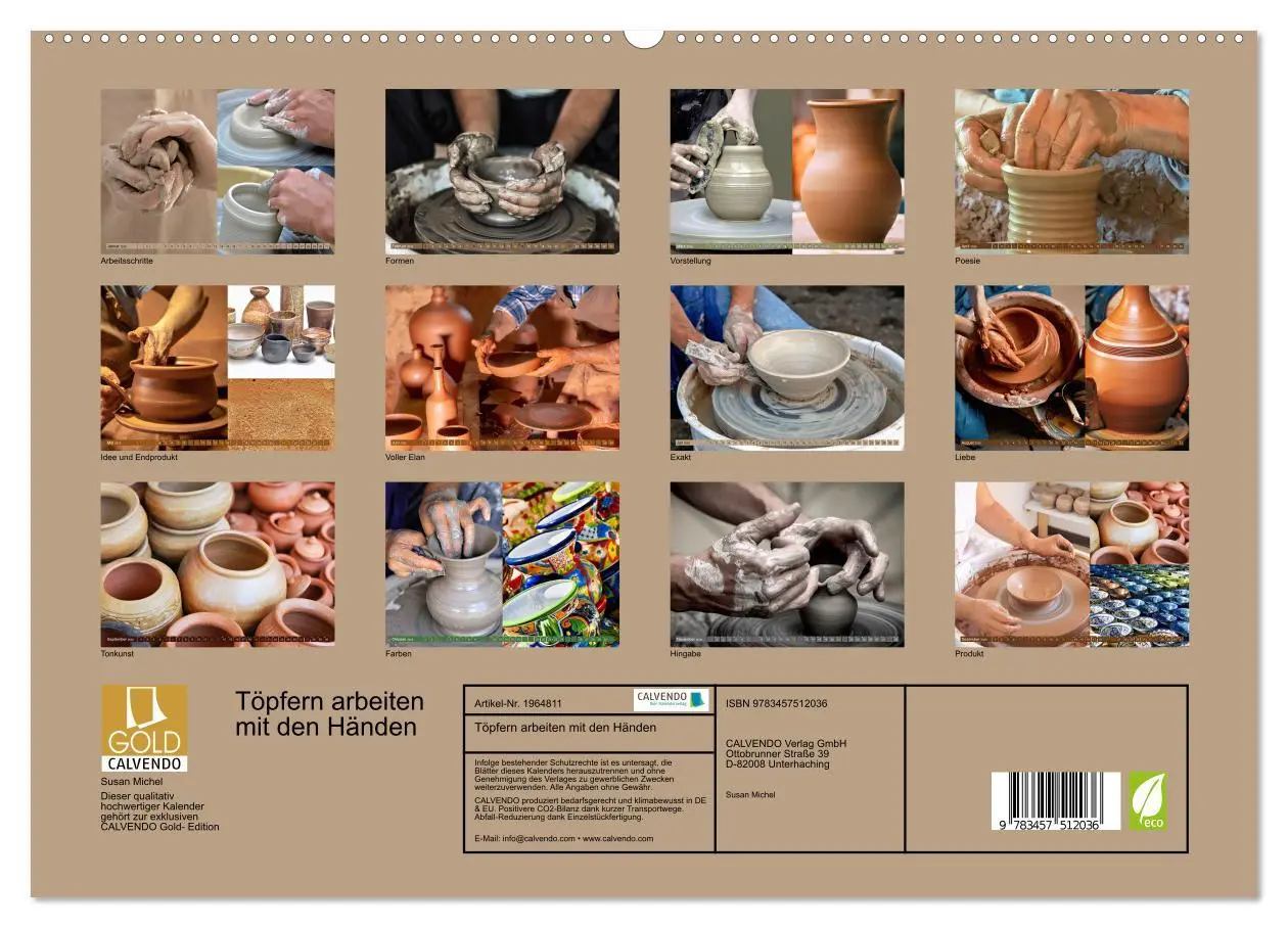 Bild: 9783457512036 | Töpfern arbeiten mit den Händen (hochwertiger Premium Wandkalender...