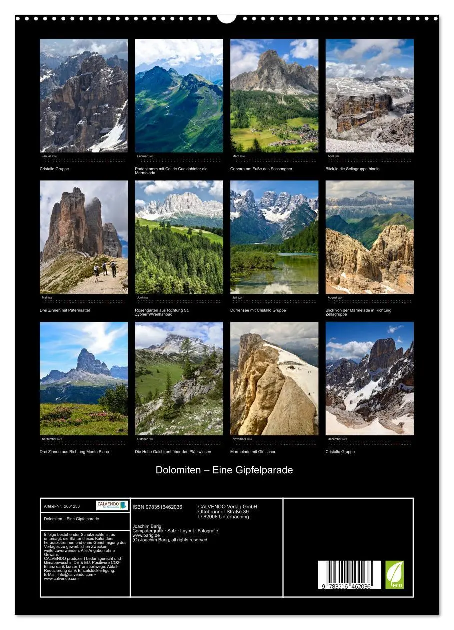 Bild: 9783516462036 | Dolomiten - Eine Gipfelparade (hochwertiger Premium Wandkalender...