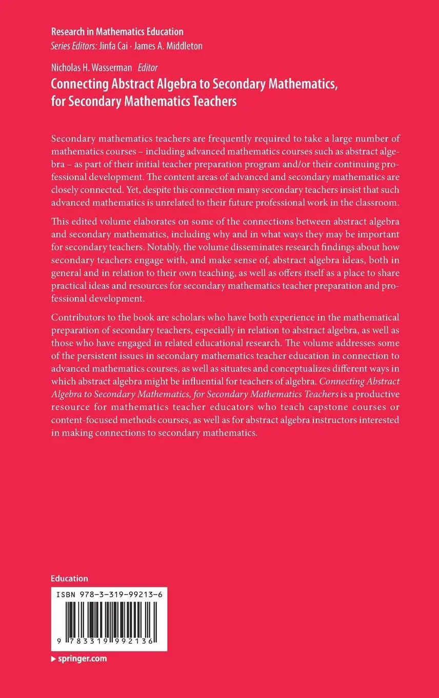 Rückseite: 9783319992136 | Connecting Abstract Algebra to Secondary Mathematics, for Secondary...