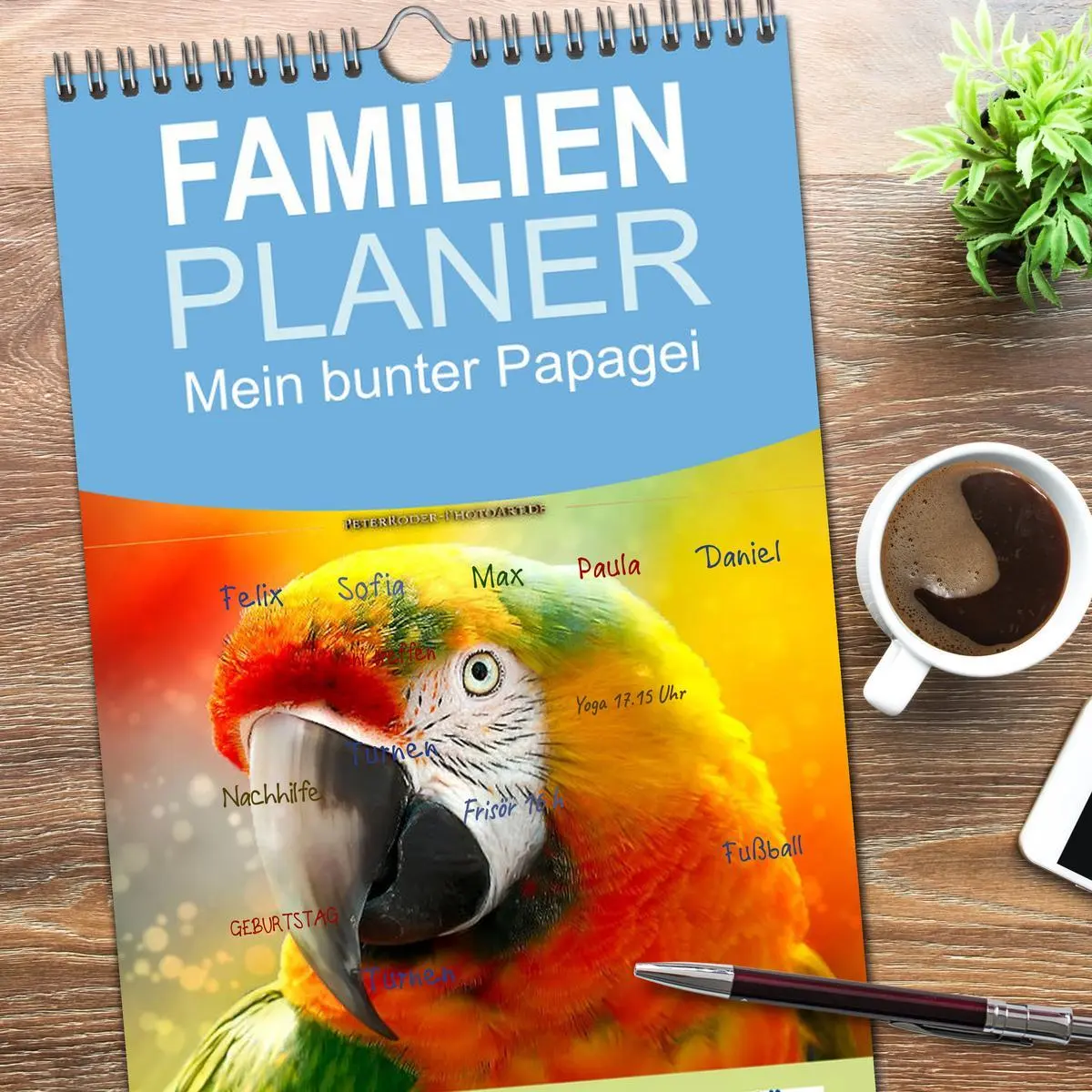 Bild: 9783516522136 | Familienplaner 2026 - Mein bunter Papagei mit 5 Spalten...