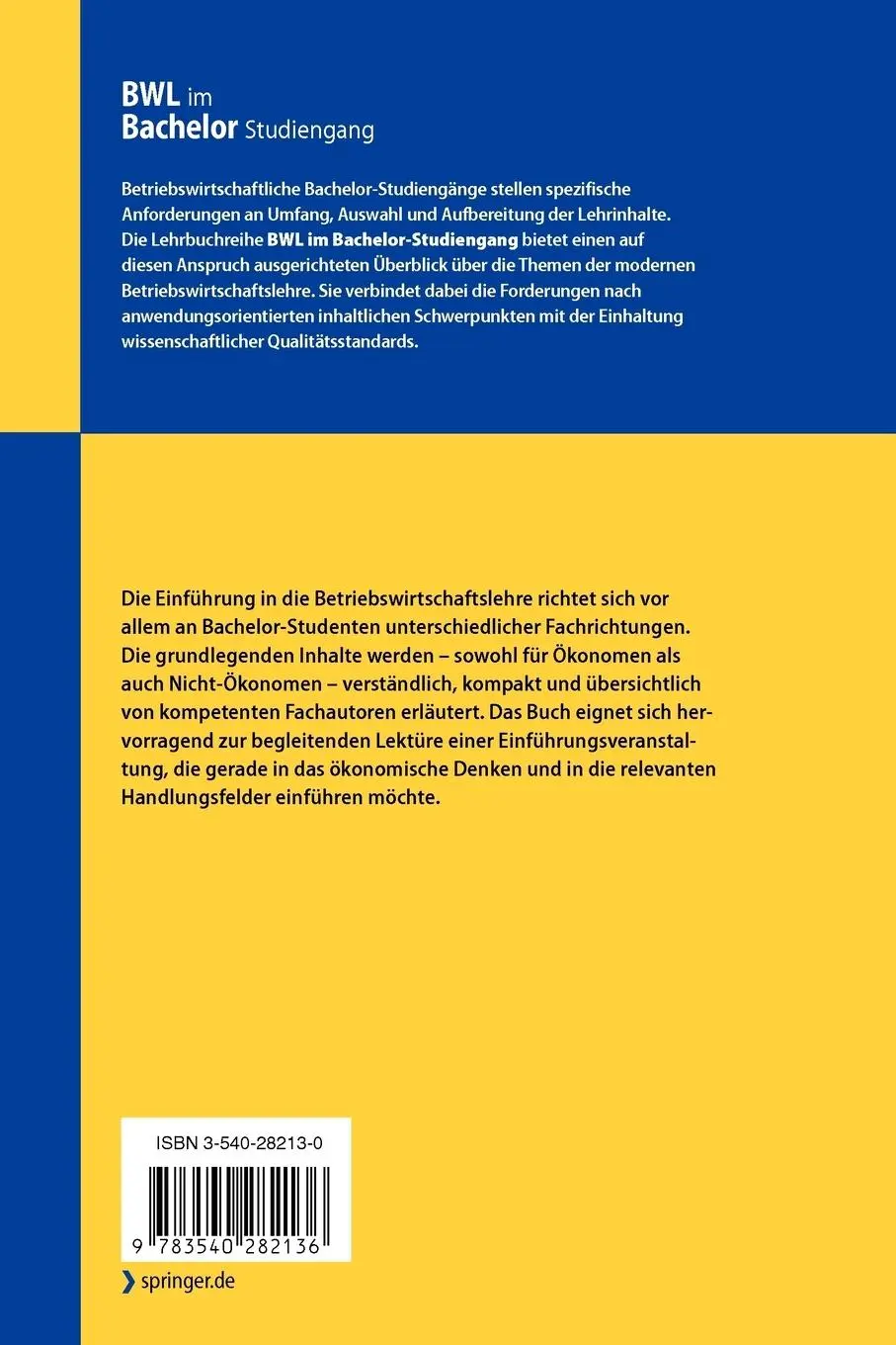 Rückseite: 9783540282136 | Einführung in die Betriebswirtschaftslehre | Fred G. Becker | Buch