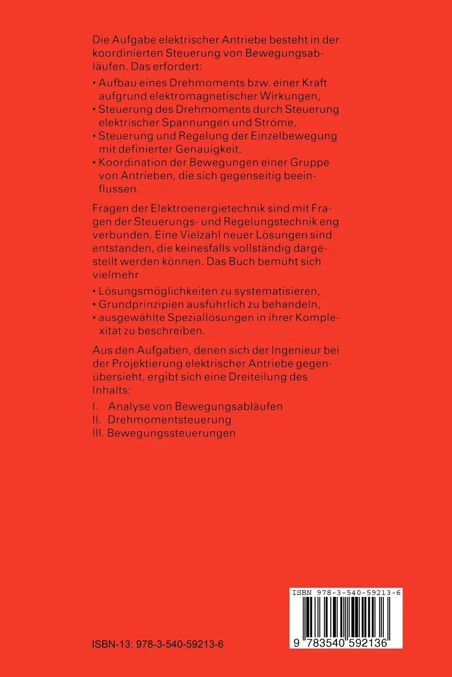 Rückseite: 9783540592136 | Elektrische Antriebe | Rolf Schönfeld | Taschenbuch | xiv | Deutsch