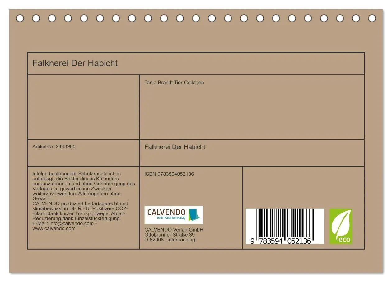 Bild: 9783594052136 | Falknerei Der Habicht (Tischkalender 2027 DIN A5 quer), CALVENDO...