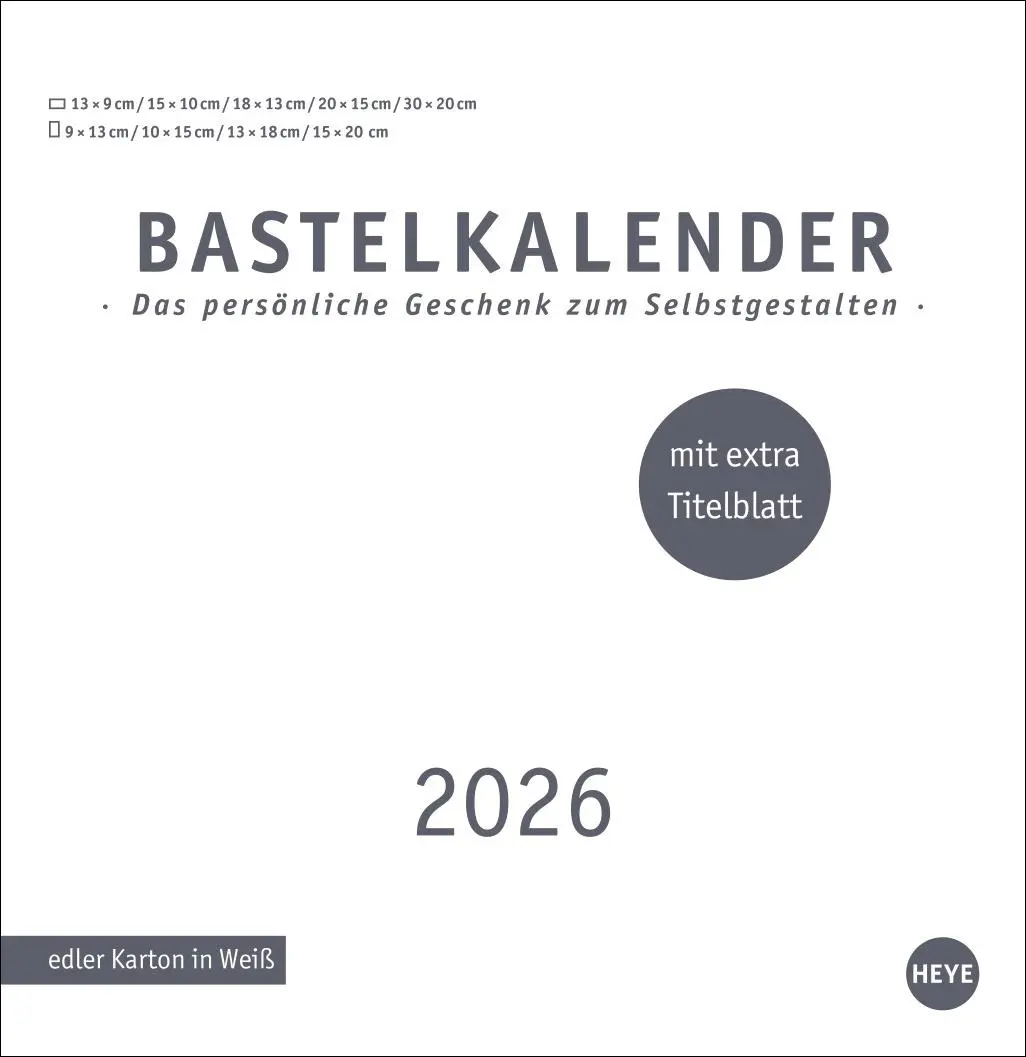Cover: 9783756412136 | Premium-Bastelkalender weiß groß 2026 | Kalender | Spiralbindung