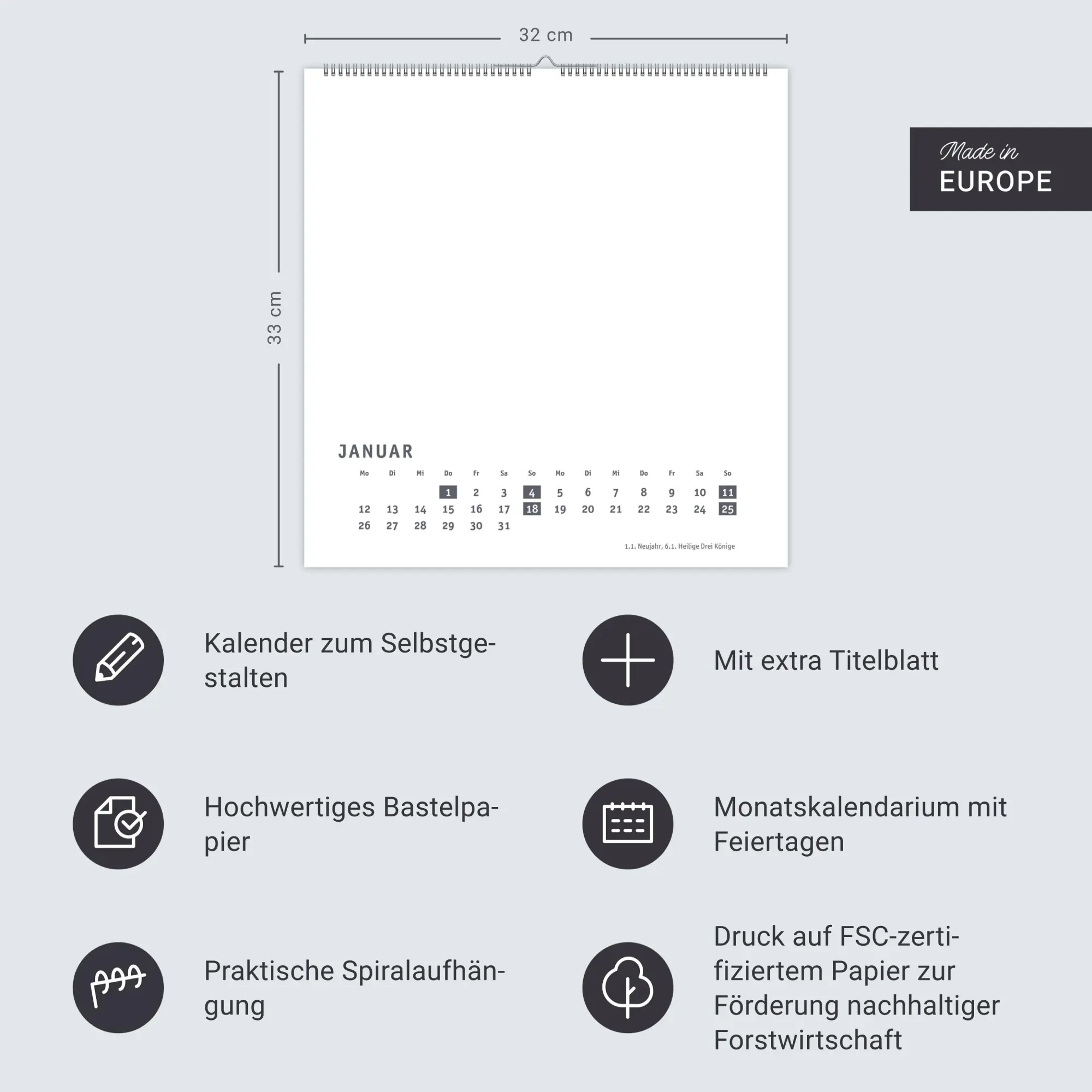 Bild: 9783756412136 | Premium-Bastelkalender weiß groß 2026 | Kalender | Spiralbindung