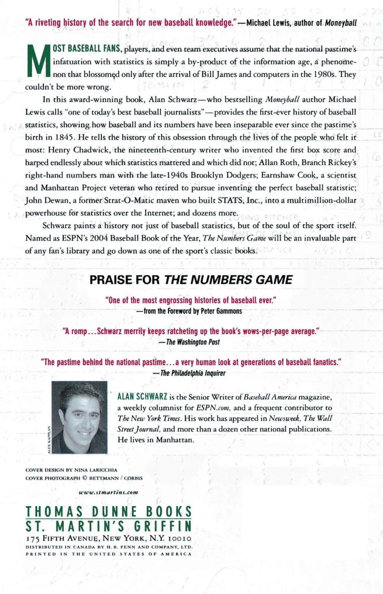 Rückseite: 9780312322236 | The Numbers Game | Baseball's Lifelong Fascination with Statistics
