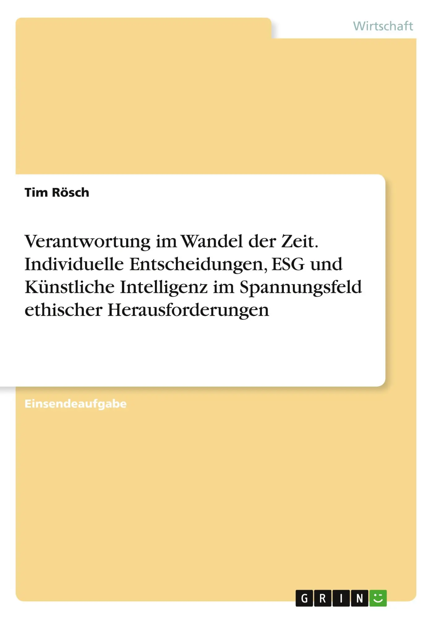 Cover: 9783346852236 | Verantwortung im Wandel der Zeit. Individuelle Entscheidungen, ESG...