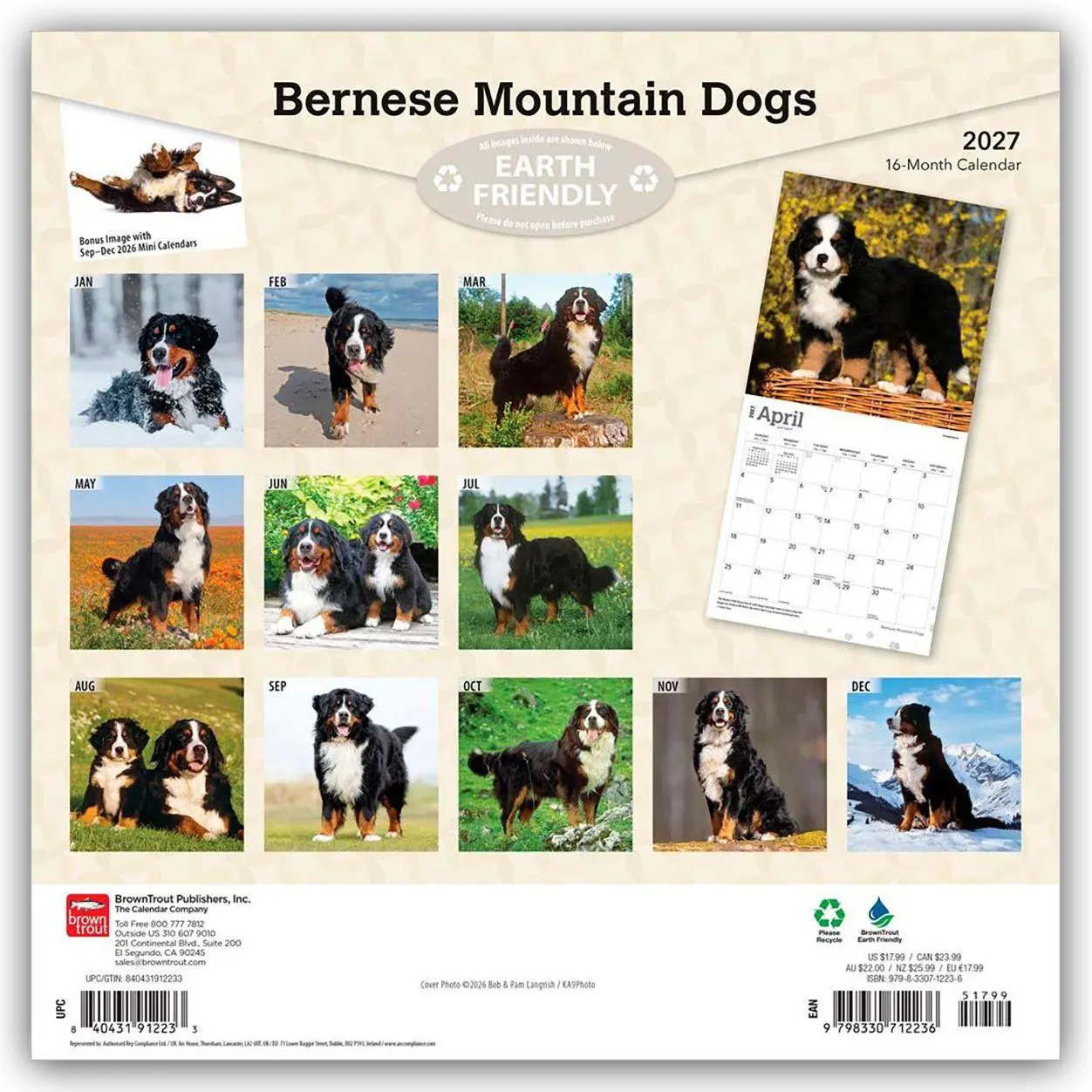Rückseite: 9798330712236 | Bernese Mountain Dogs - Berner Sennenhund 2027 - 16-Monatskalender