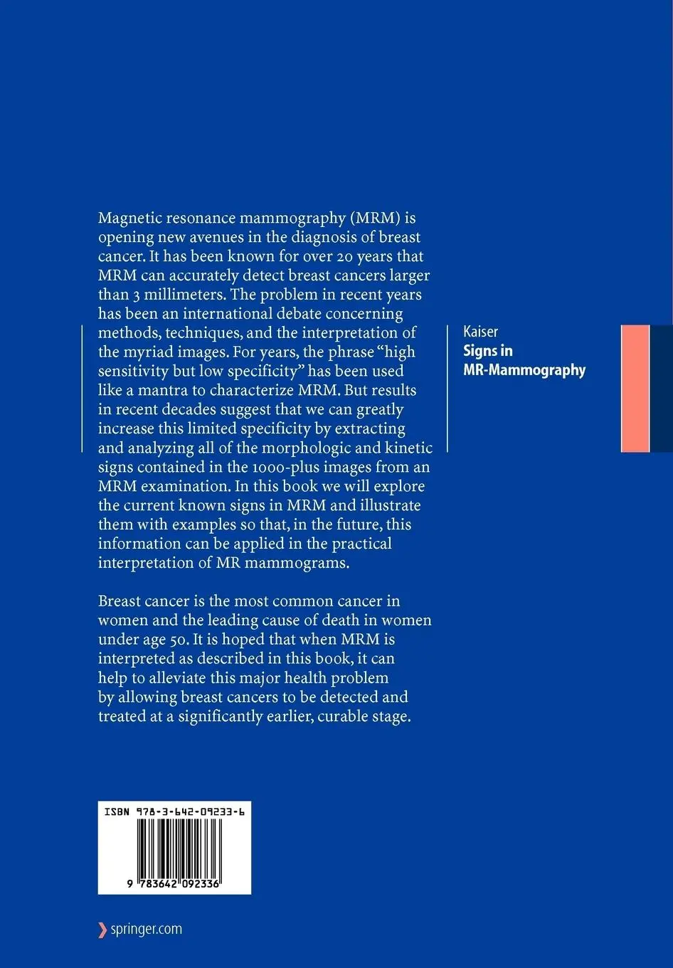 Rückseite: 9783642092336 | Signs in MR-Mammography | Werner A. Kaiser | Taschenbuch | xiv | 2010