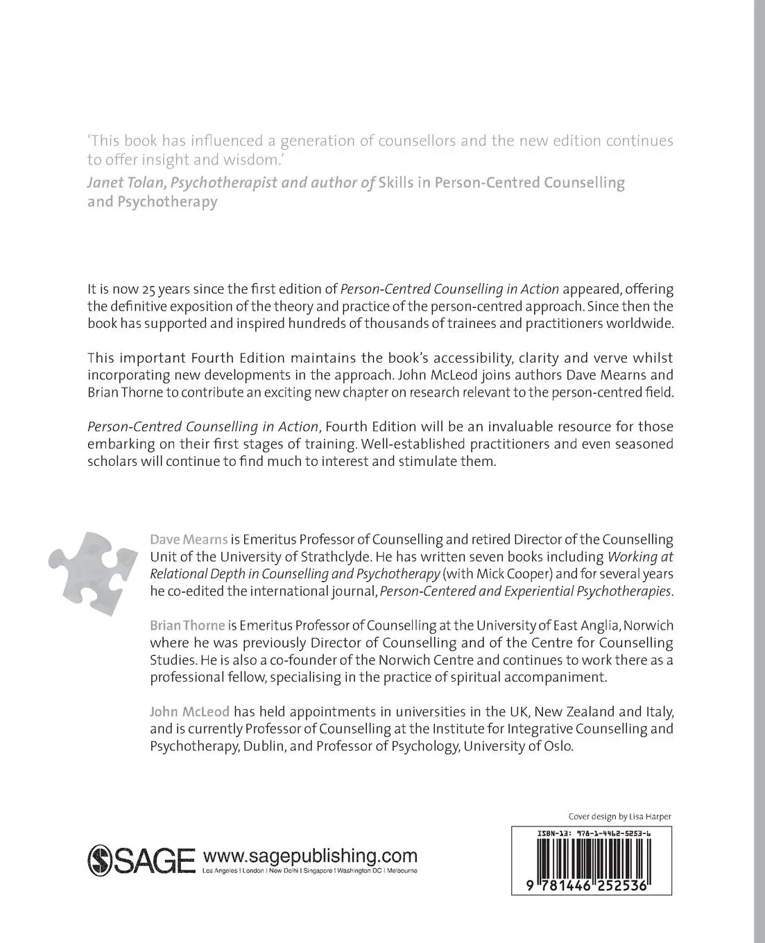 Rückseite: 9781446252536 | Person-Centred Counselling in Action | Dave Mearns (u. a.) | Buch