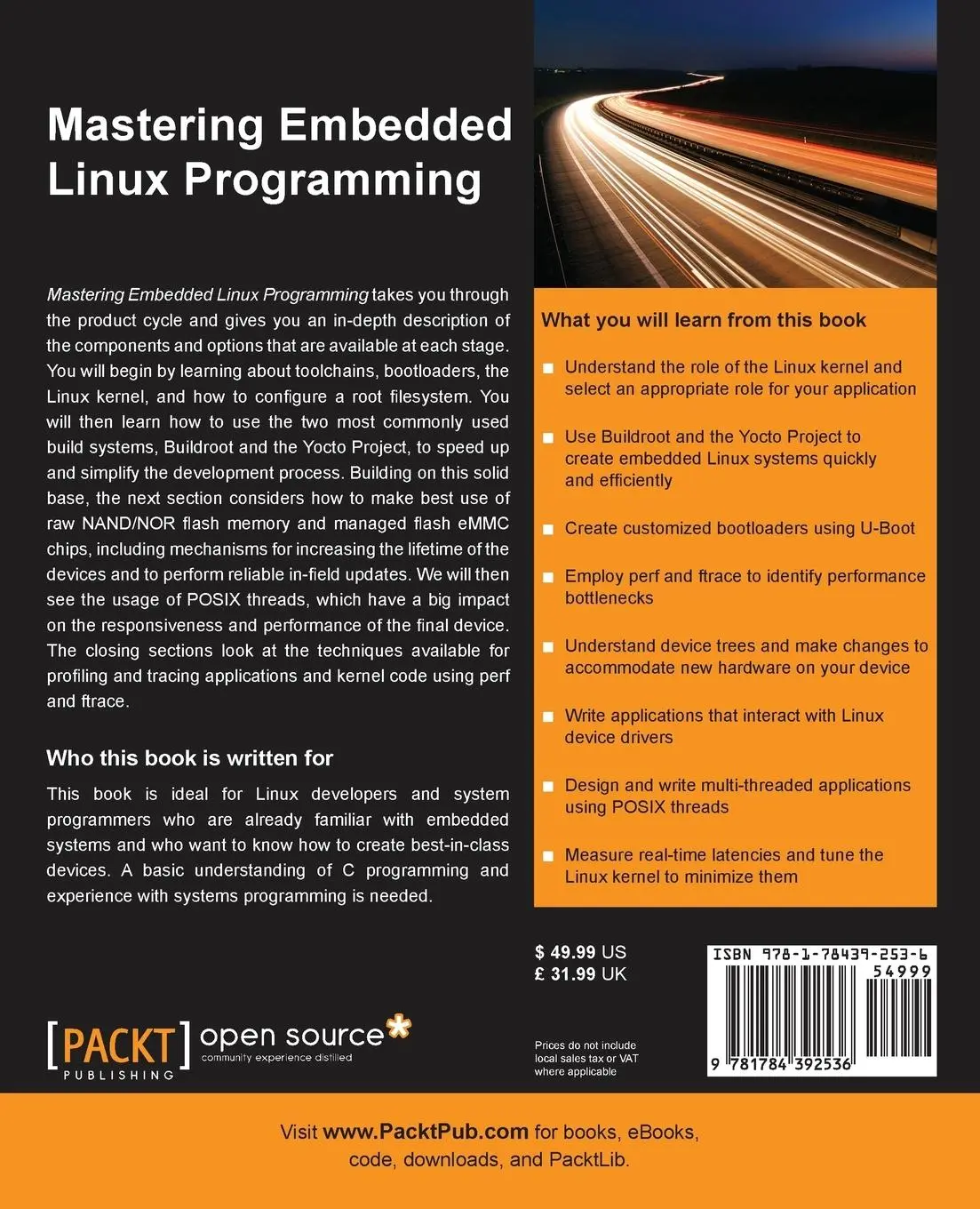 Rückseite: 9781784392536 | Mastering Embedded Linux Programming | Chris Simmonds | Taschenbuch