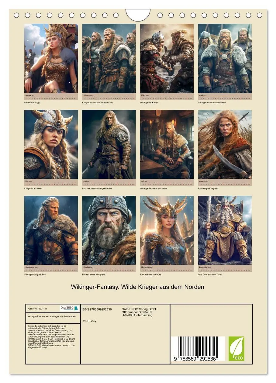 Bild: 9783569292536 | Wikinger-Fantasy. Wilde Krieger aus dem Norden (Wandkalender 2027...