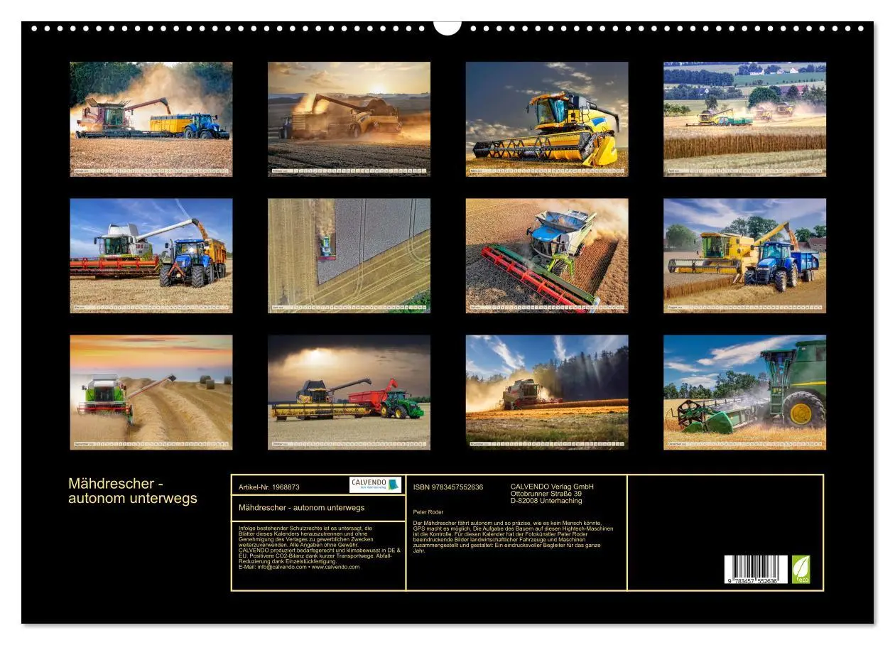 Bild: 9783457552636 | Mähdrescher - autonom unterwegs (Wandkalender 2026 DIN A2 quer),...